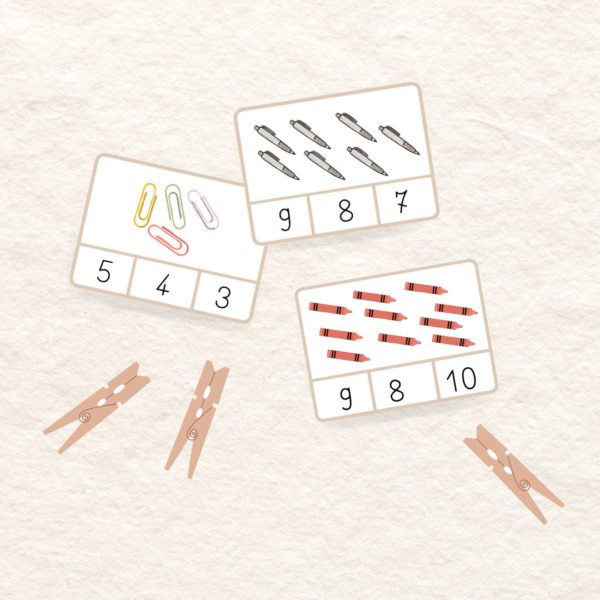 Cartes pour dénombrer jusqu'à 10 thème école