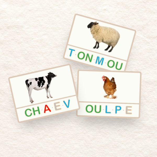 Les cartes de lecture désordonnée thème : La ferme